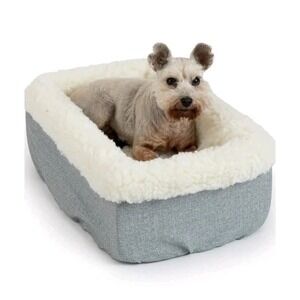 Snoozer Console Lookout Dog Car Seat For Dogs Up To 12lb Gray White Faux Sherpa